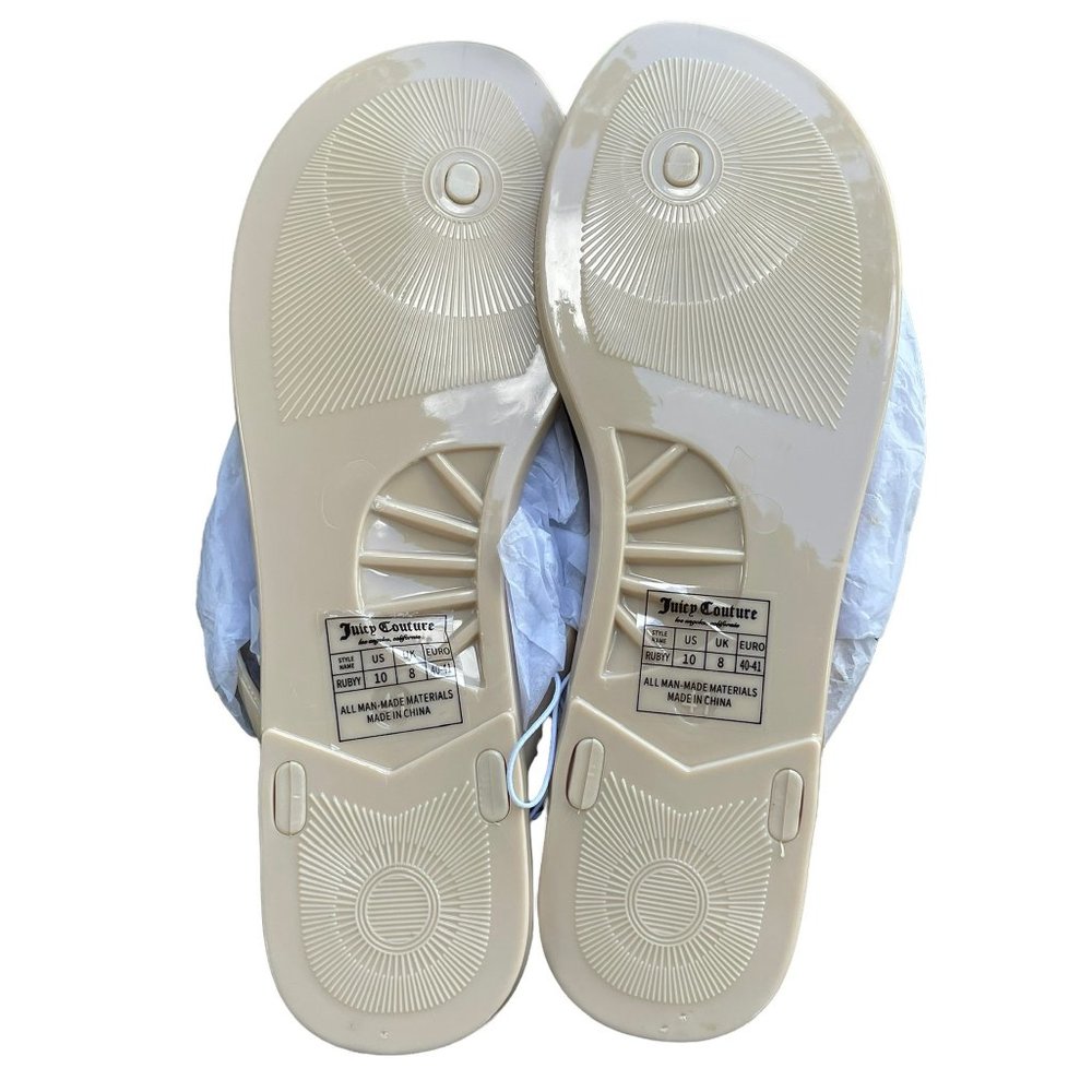 NWOT Juicy Couture Womens Sandal Size 10 Beige Flip Flop Studded Rhineston🌸 - Picture 9 of 15